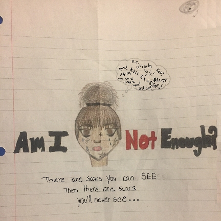 I'm afraid to tell...that I feel like I am dying inside? - Tragedy-mask-like face with overflowing tears and sewn-shut lips